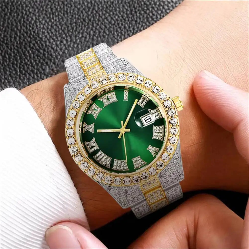 Luxury Diamond Quartz Watch for Men with Stainless Steel Strap - Smarsty