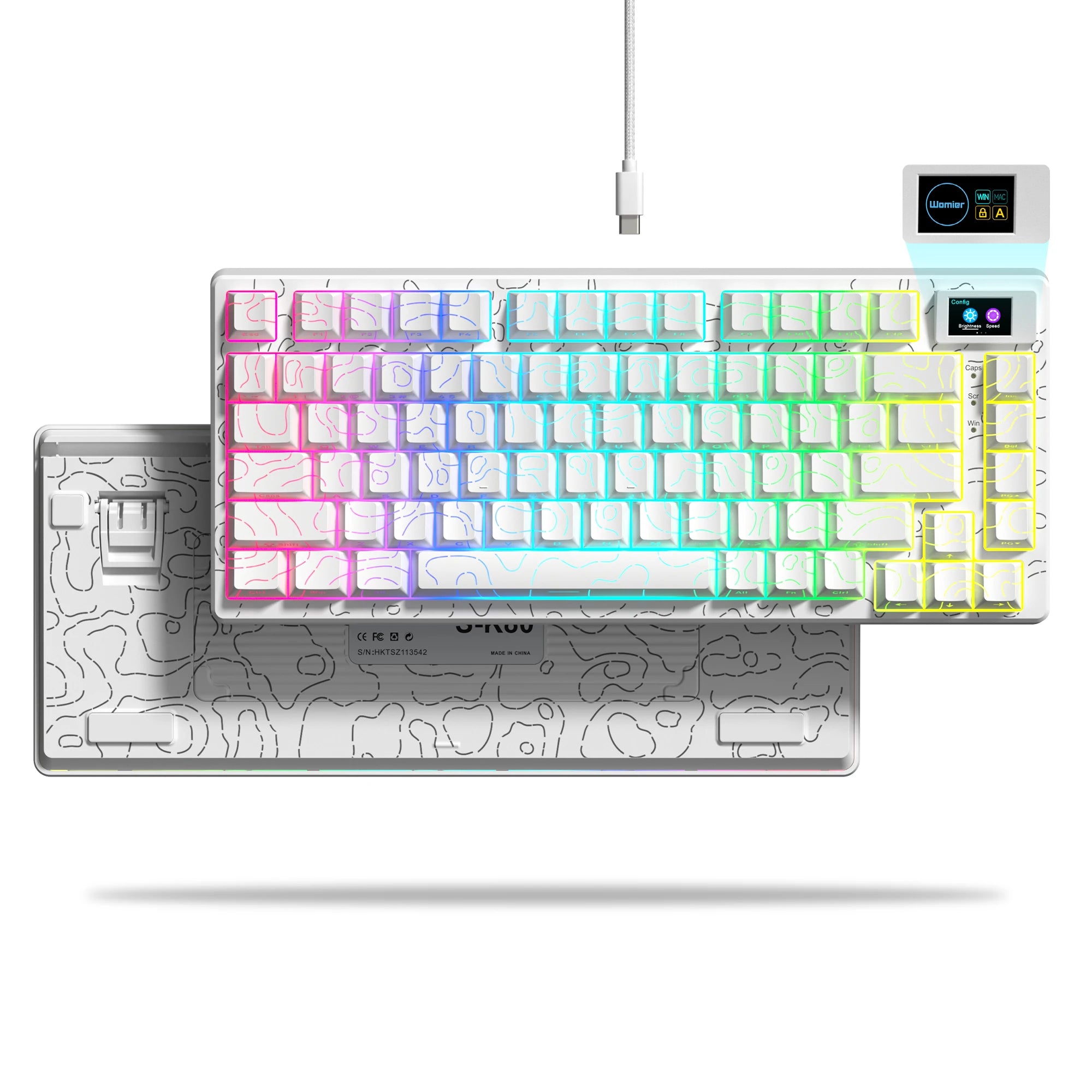 Wired Mechanical Keyboard With OLED Display Hot Swappable