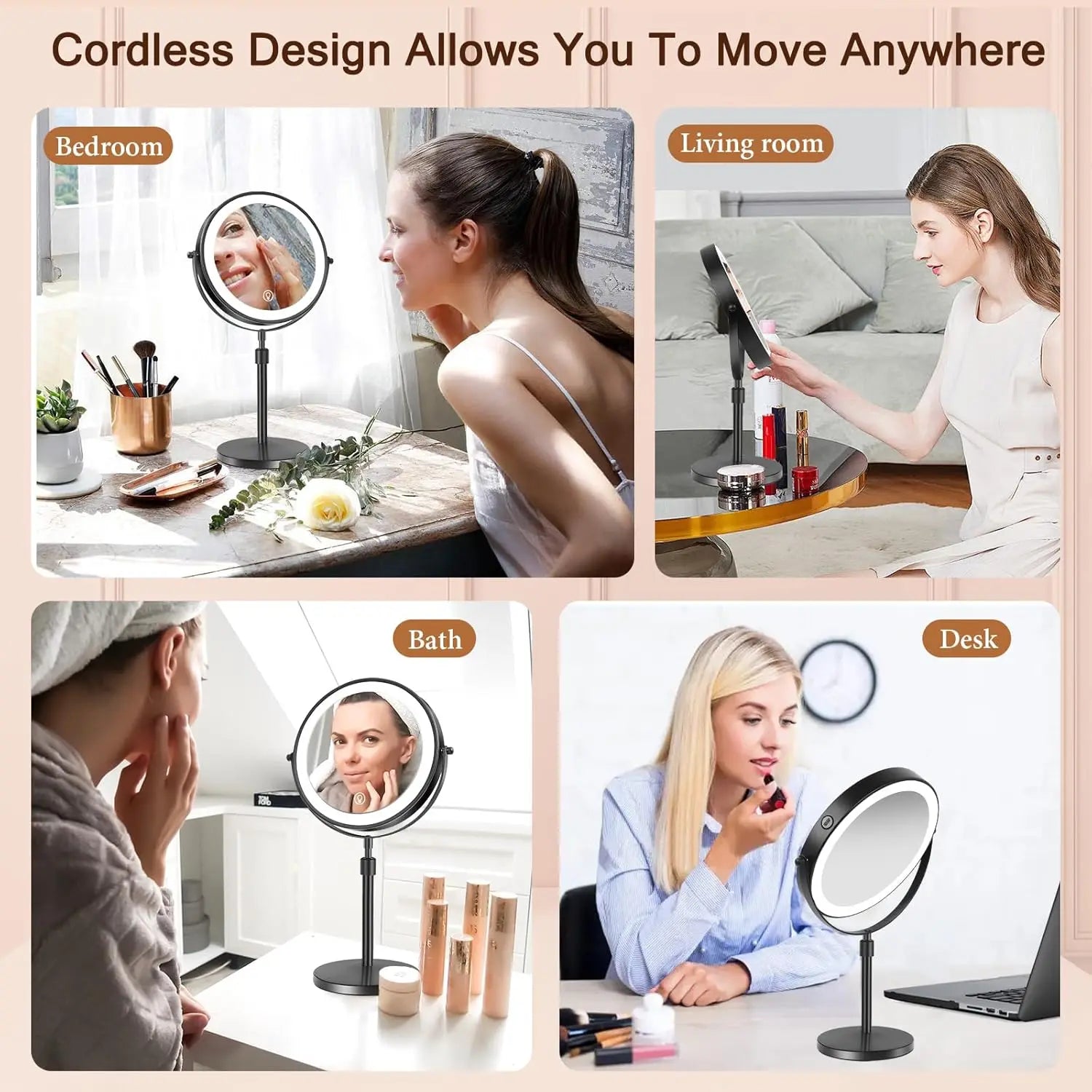 8 Inch Makeup Mirror With Light And 10X Magnification - Smarsty