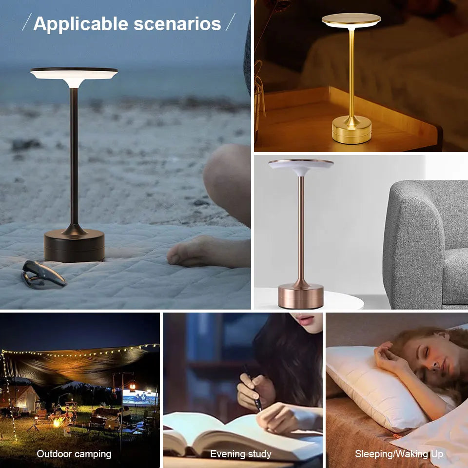 LED Table Lamp Touch Sensor Night Light USB Rechargeable Portable Bedroom Night Light Wireless Reading Lamp Restaurant Hotel Bar - Smarsty