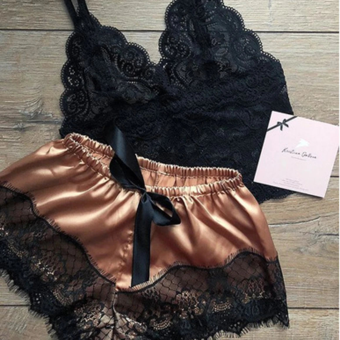 Pajama Sets Sexy Pajamas for Women 2 Pieces Top Shorts Set Sleepwear Clothes Lace Pajamas Underwear Lingerie - Smarsty