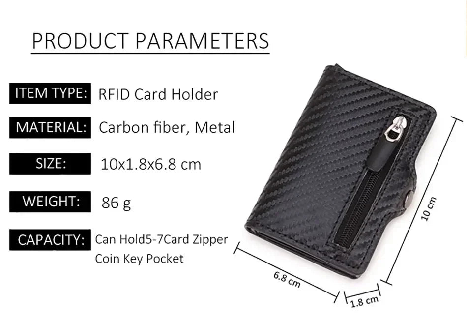 Carbon Fiber Rfid Blocking Men ID Credit Card Holders Wallet Leather Metal Business Bank CreditCard Cardholder Case Carteras