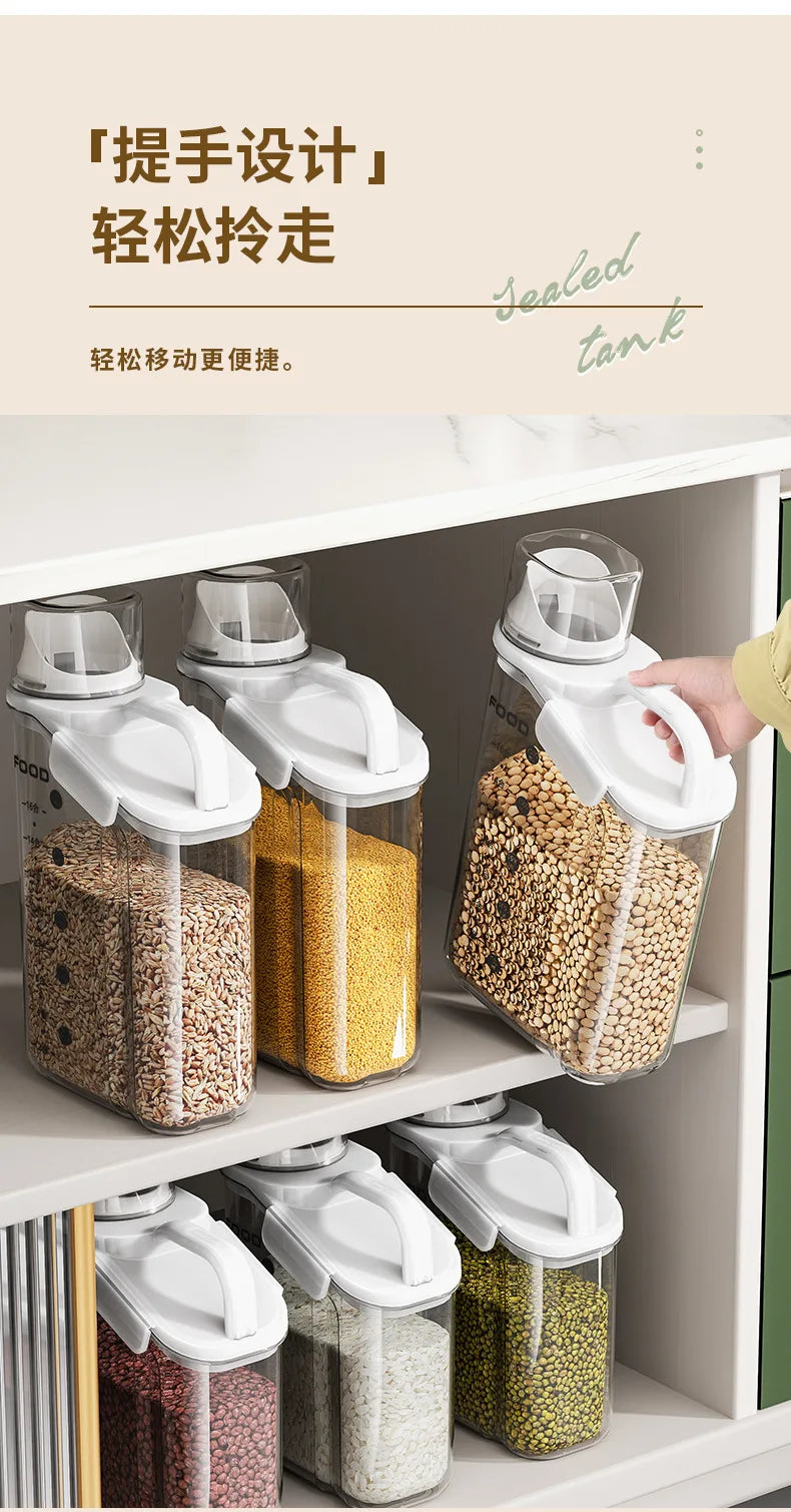 Moisture-Proof Storage Container for Grains Pet Food Snacks Transparent Sealed Food Storage Jar Kitchen Organizer for Dry Foods