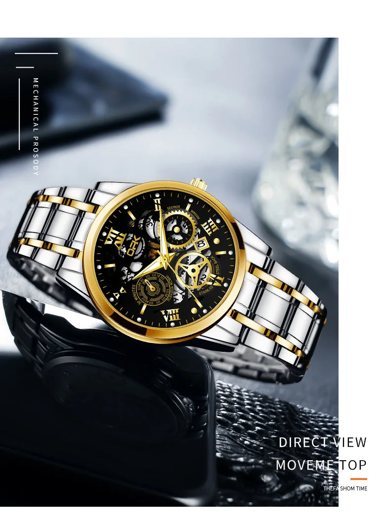 Men's Waterproof Steel Watch with Night Glow Feature - Smarsty