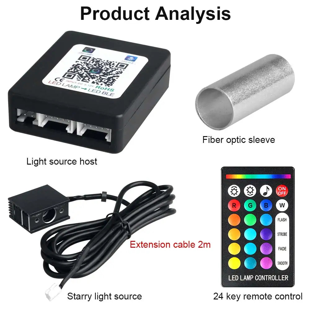 16W Fiber Optic Star Ceiling Lights Atmosphere APP Control Fashion Ceiling Roof Car Star for Car Home Party