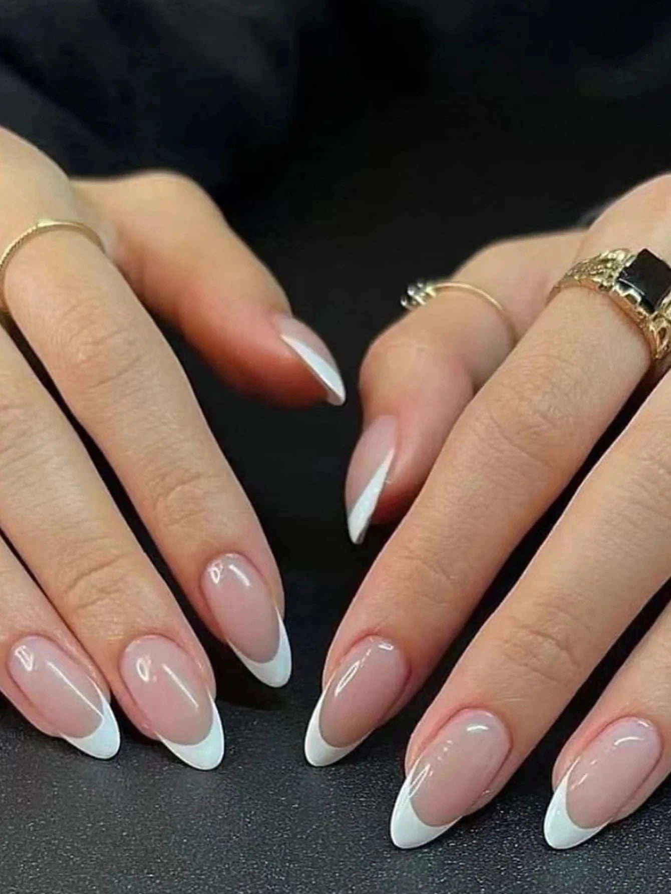 Stiletto Press On Nails Set with Black Silver Bowknot - Smarsty