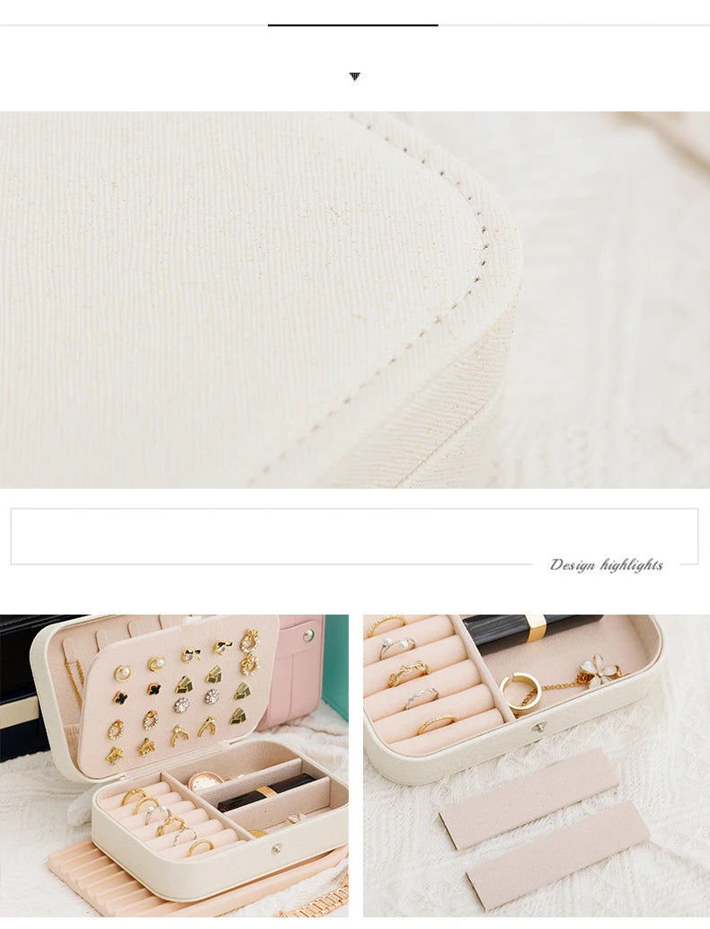 Portable Leather Jewelry Storage Box Travel Organizer - Smarsty