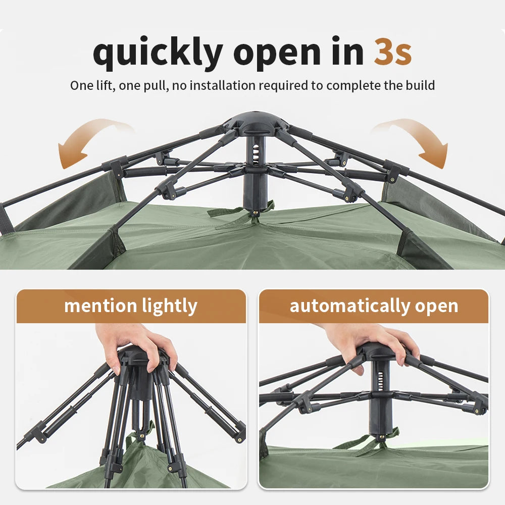 Naturehike Camping Automatic Tent One Touch Waterproof Roof Top Tents Double Door 3 Person Tent Outdoor Beach Fish Shelter Tent by Smarsty