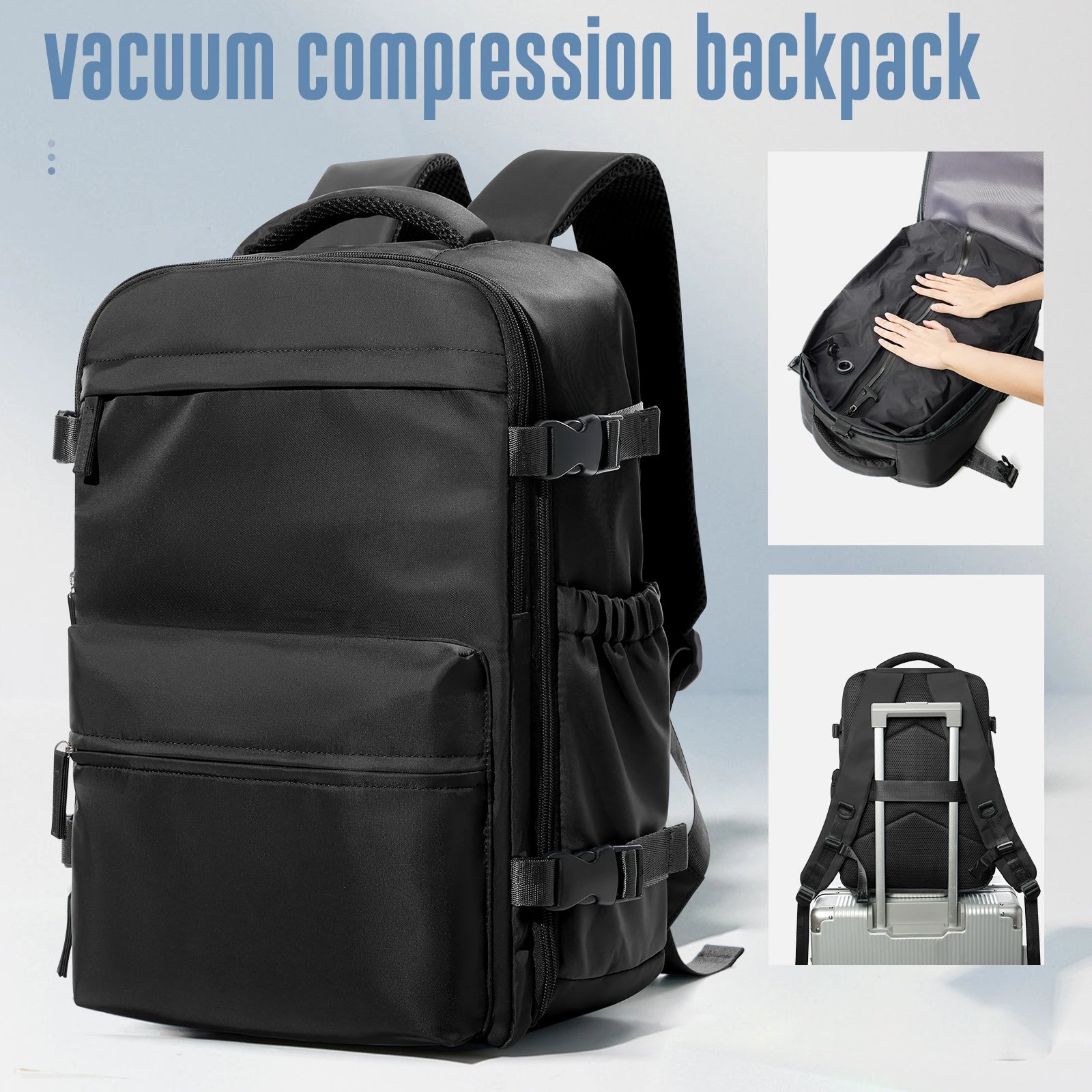 Vacuum Backpack Travel Bag for Men Large Capacity Backpack Business Laptop Backpack Women Men Expandable Backpack School Bag - Smarsty