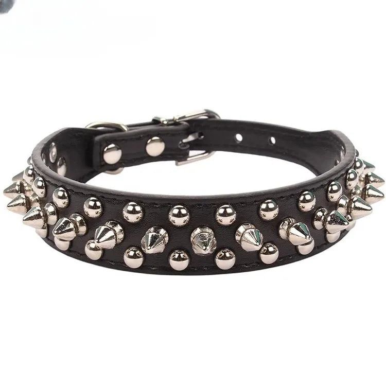Adjustable Leather Dog Collar with Spikes for Small Pets - Smarsty