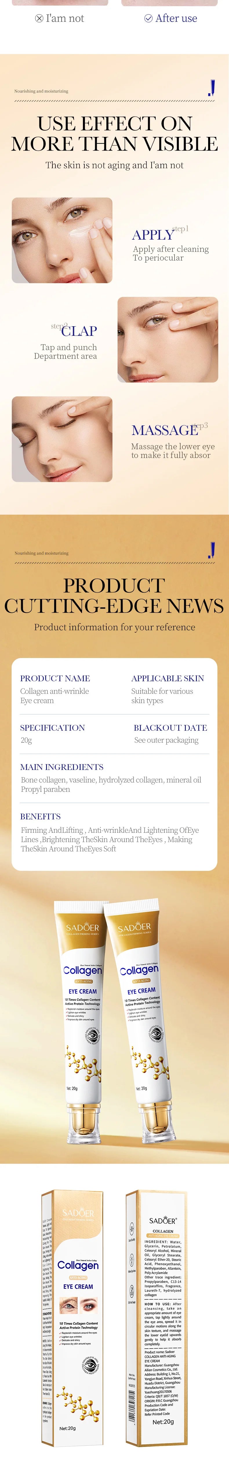 Collagen Eye Cream for Dark Circles and Puffiness - Smarsty