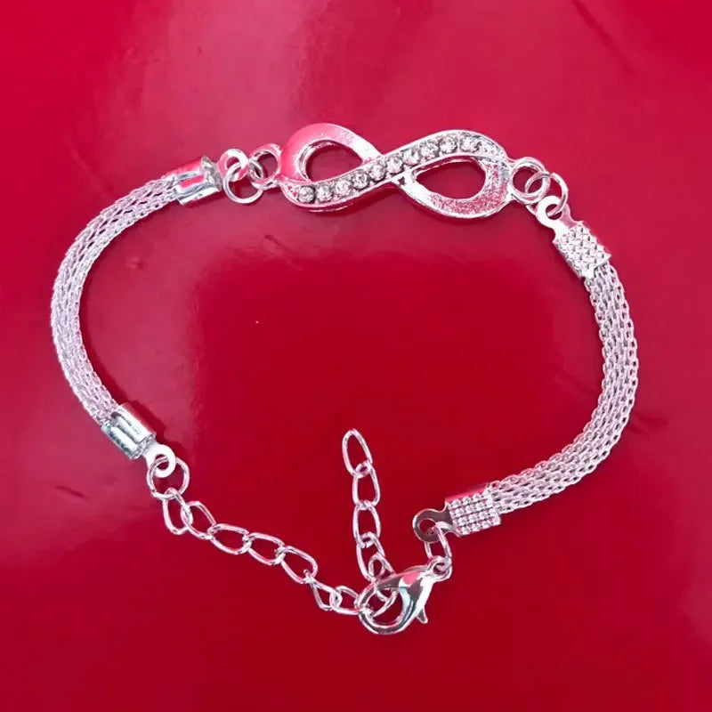 Unisex Crystal Inlay Bracelet with 8 Shape Charm - Smarsty