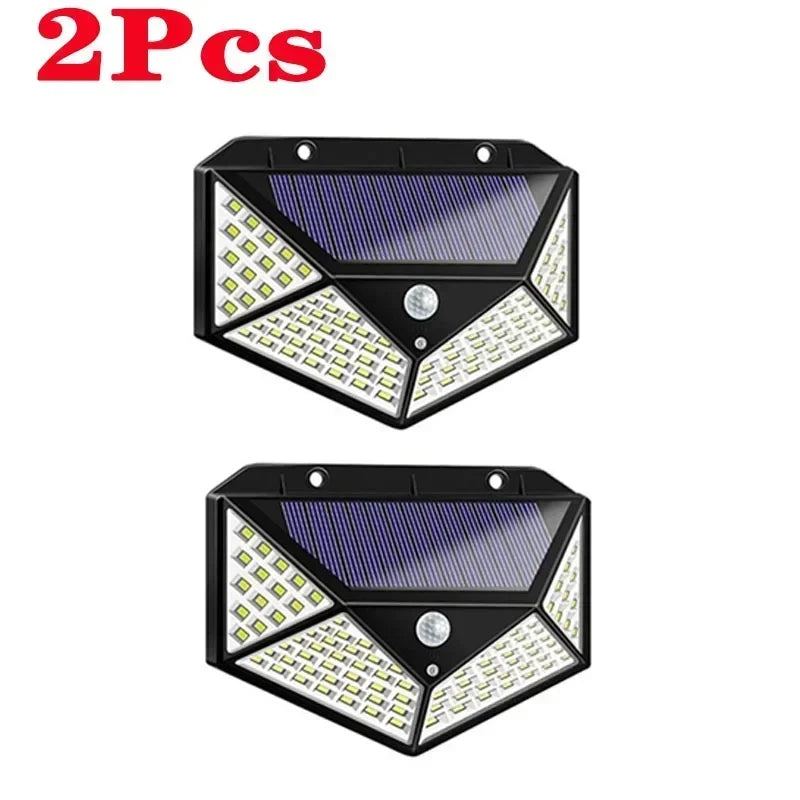 100 LED Solar Wall Lights with Motion Sensor for Outdoor Security - Smarsty