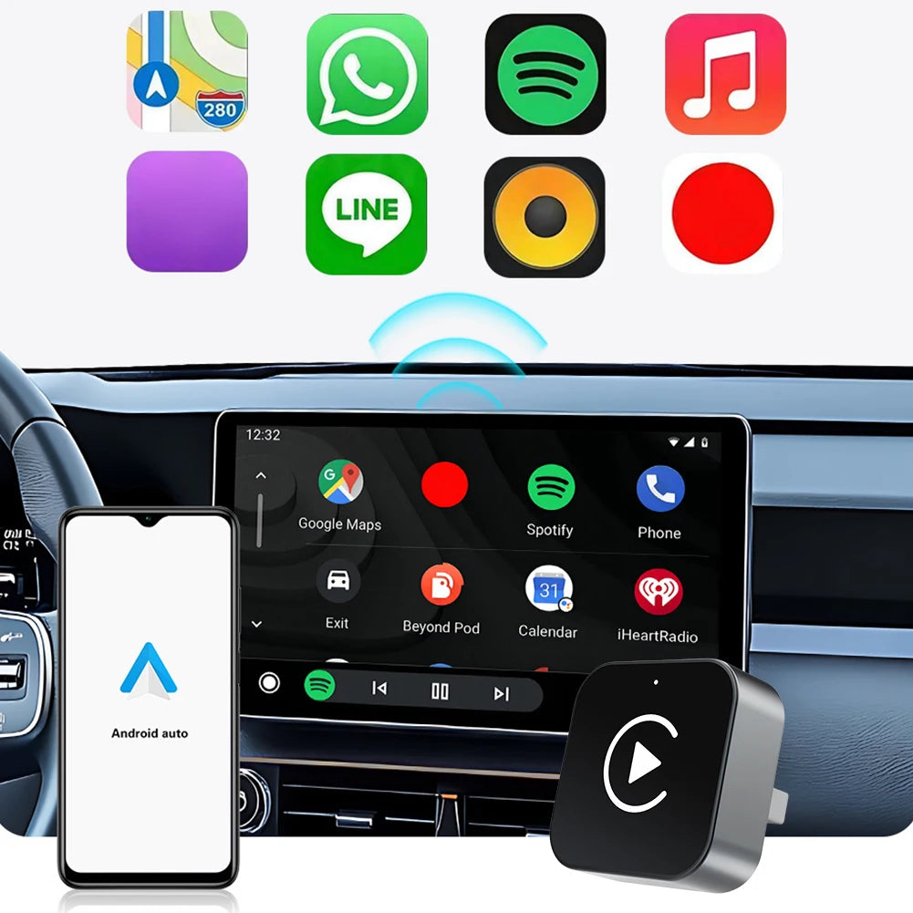 2 IN 1 Wireless Carplay Android Auto Adapter Wired to Wireless carplay Adapter for iPhone Wireless Control Plug & Play Carplay - Smarsty