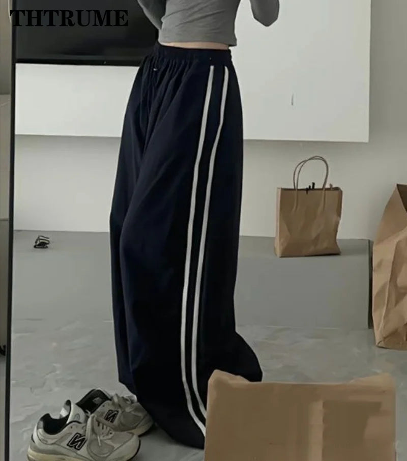 Y2K Vintage Women Loose Pants Oversized Hip Hop Drawstring Pocket Fashion Chic Cargo Pant Casual Office Lady Baggy New Trousers - Smarsty