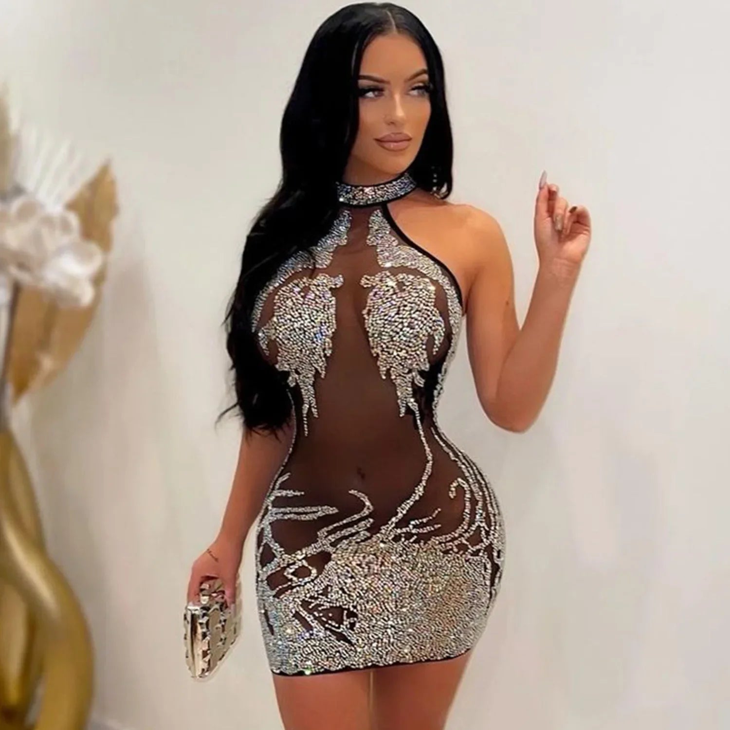 Sexy Summer Women Clothing Mesh Lace Embroidery Nightclub Ladies Dress One-piece Short Skirt Urban Style Elegant Commuting Style