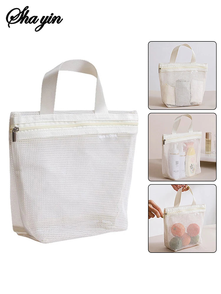 Clear Mesh Makeup Bag Portable Cosmetic Organizer Travel - Smarsty