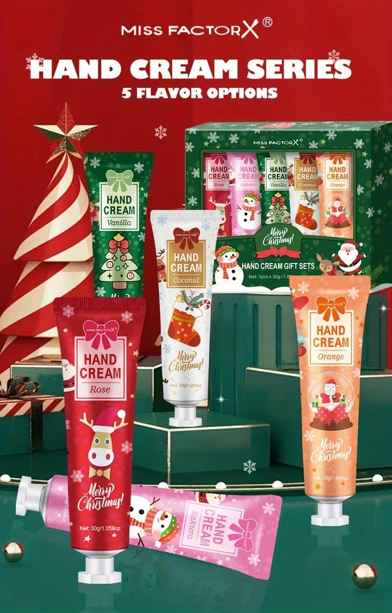 Christmas gift 5/box hand cream set, cream texture, hand cream travel pack, durable moisturizer-30g/piece gift for women