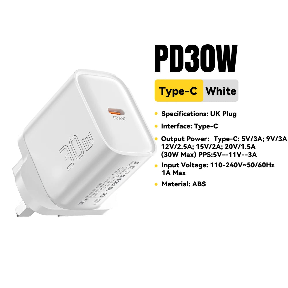 Essager Mini 30W Type C Charger PD QC3.0 Fast Type C Charger For iPhone 16 15 14 13 Pro Samsung S25 Xiaomi iPad Travel Adapter - Smarsty