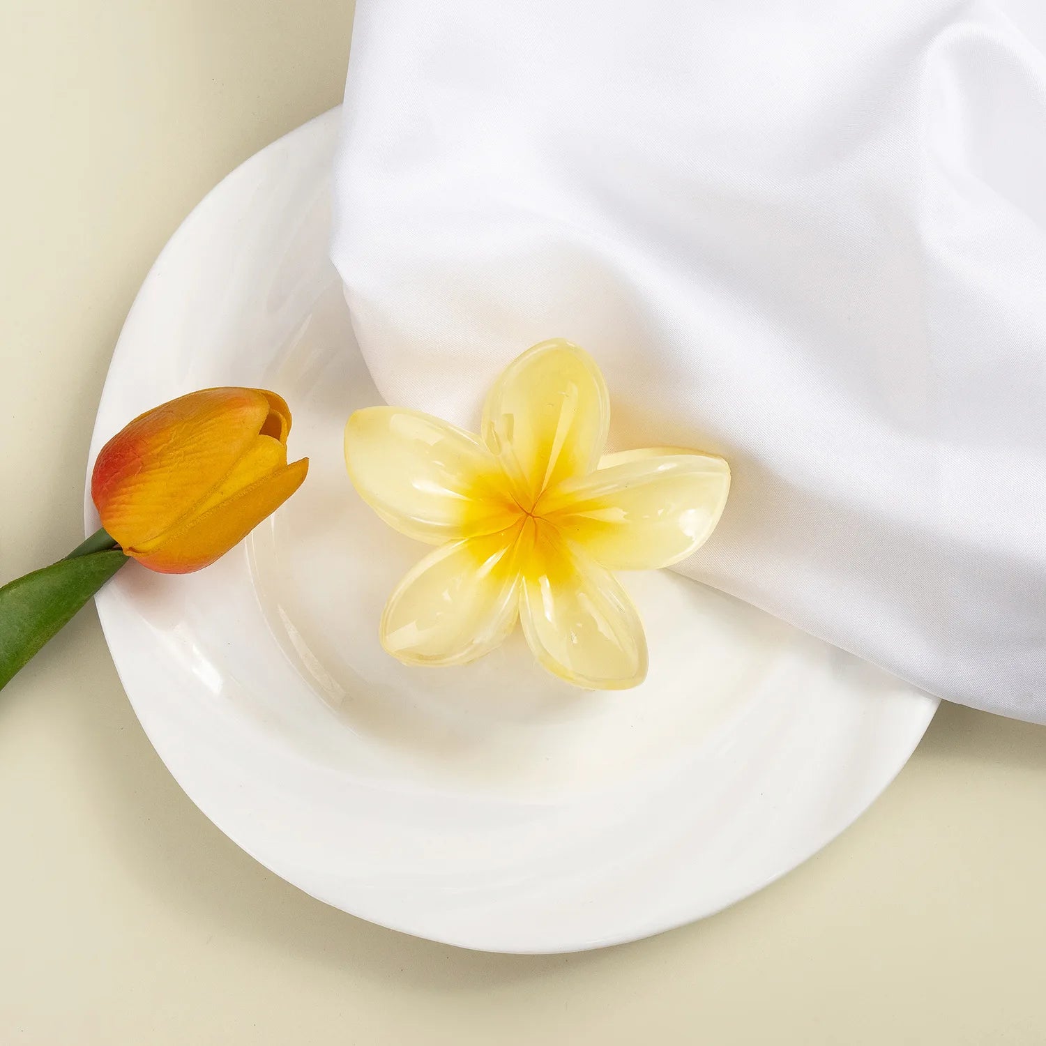 Pack Of 3 Flower Claw Clips Beach Summer Hair Accessories - Smarsty