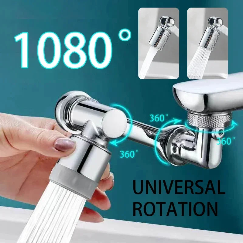 1080° Rotatable Extension Faucet Sprayer Head 2 Spray Modes Universal Bathroom Tap Extend Adapter Aerator - Smarsty