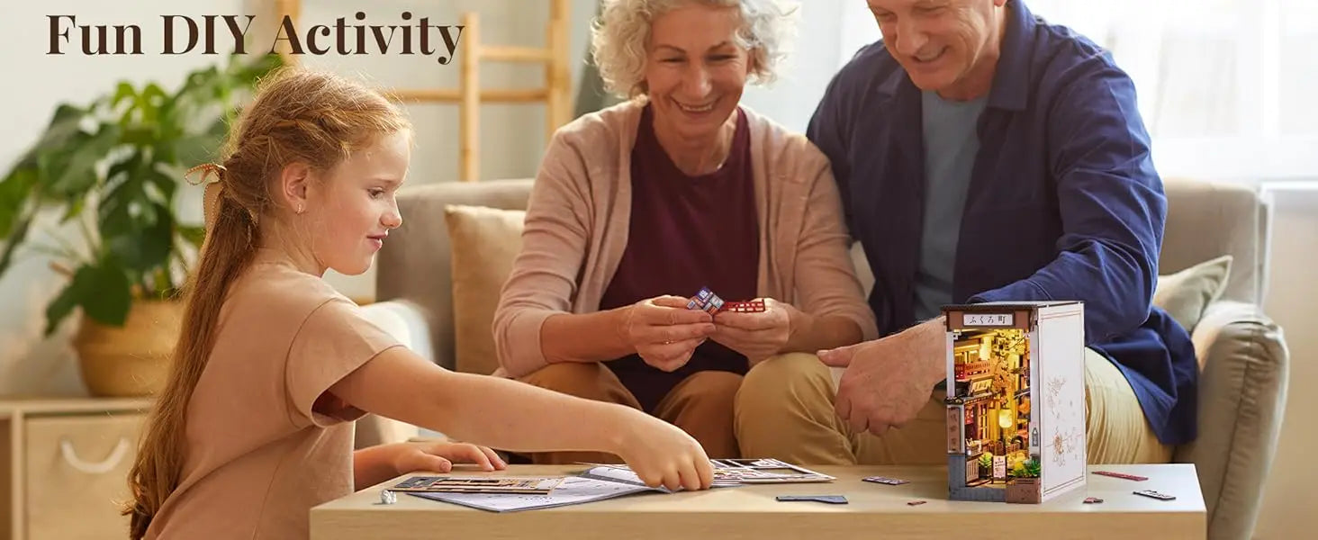 Robotime Sakura Wine Alley DIY Booknook with Lights DIY Miniature Dolls House Kit 3D Wooden Puzzle Bookend Bookshelf Decor Gift by Smarsty