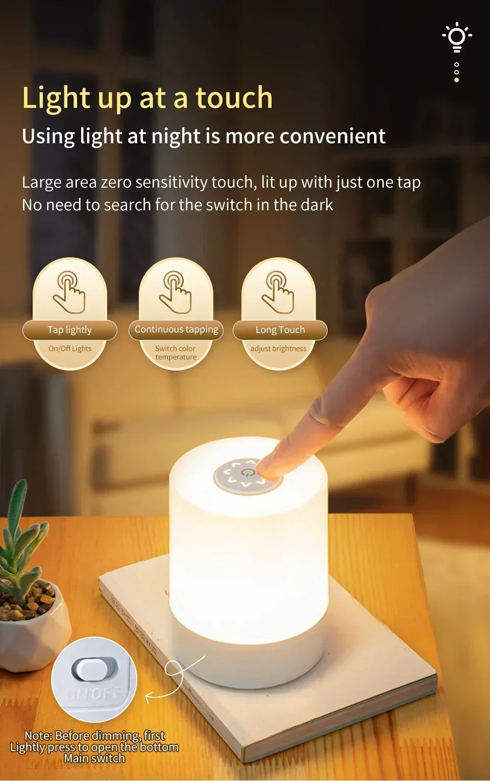 LED Rechargeable Night Lamp with Remote Control - Smarsty