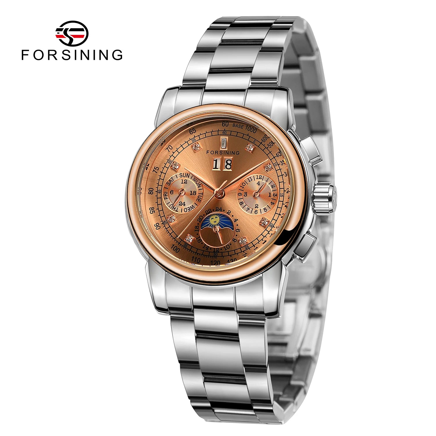 Luxury Women's Automatic Mechanical Wrist Watch with Diamond Moon Phase - Smarsty