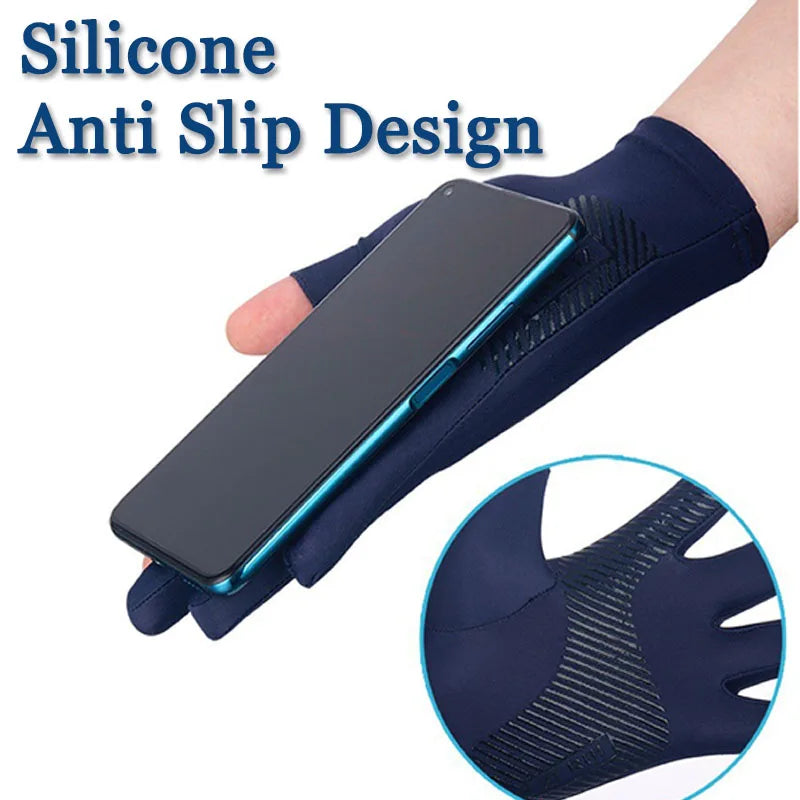 Breathable Ice Silk Sunscreen Gloves For Outdoor Use - Smarsty