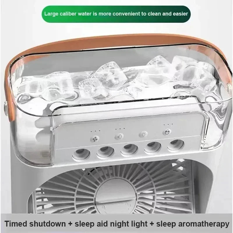 New 3 In 1 Fan AIr Conditioner Household Mini Air Cooler LED Night Light Portable Humidifier Air Adjustment Fan Office Home Fan - Smarsty
