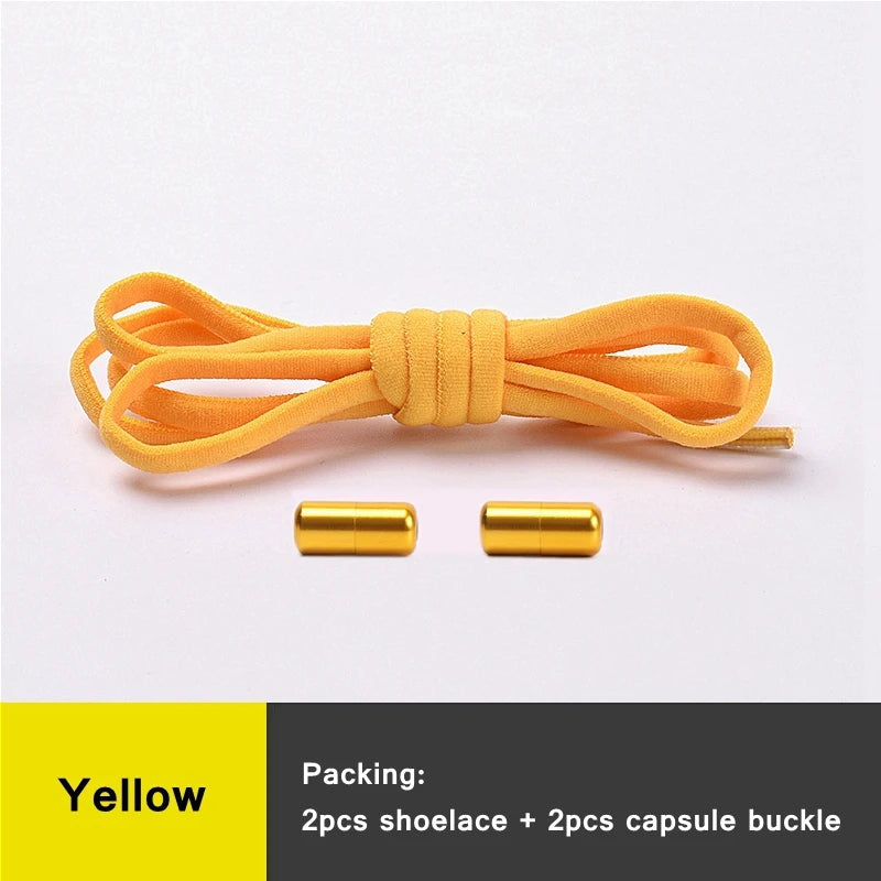 21 Colors No Tie Shoelaces Round Color Metal Lock Elastic Shoelace General For Children And Adults Sneakers Lazy Laces Unisex - Smarsty