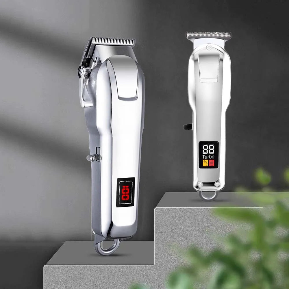 Cordless Electric Hair Clippers for Men,Professional Barber Clippers and Trimmers Set for Hair Cutting Kit with LED Display
