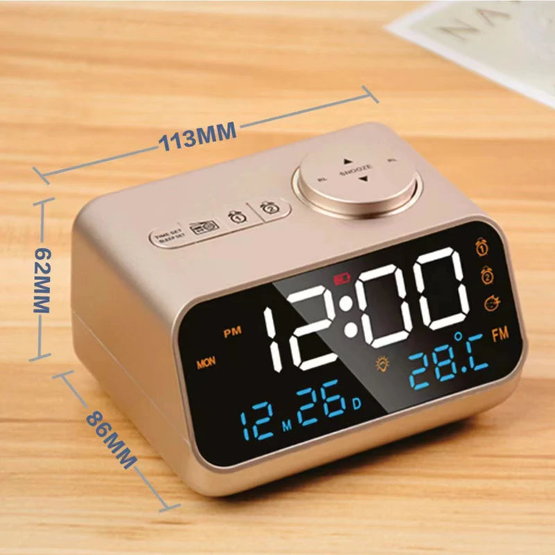 Modern FM Radio LED Alarm Clock with Temperature Display - Smarsty