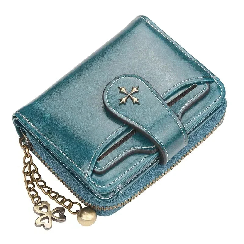 Women Wallets and Purses PU Leather Money Bag Female Short Hasp Purse Small Coin Card Holders Blue Red Clutch New Women Wallet - Smarsty