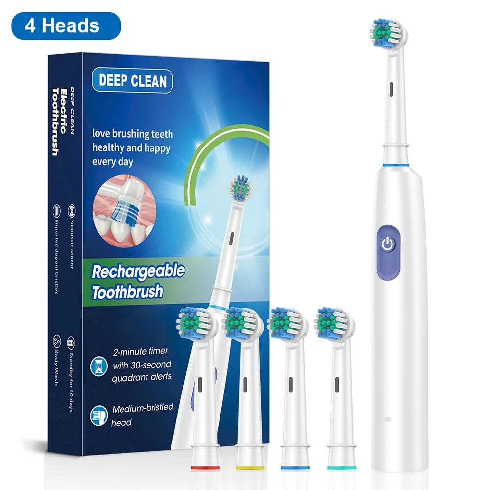 Rotary Electric Toothbrush with Soft Brush Heads - Smarsty