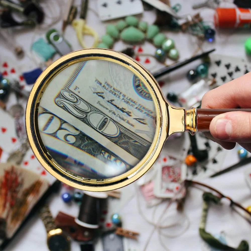 10X Handheld Magnifier with Wooden Handle for Reading - Smarsty