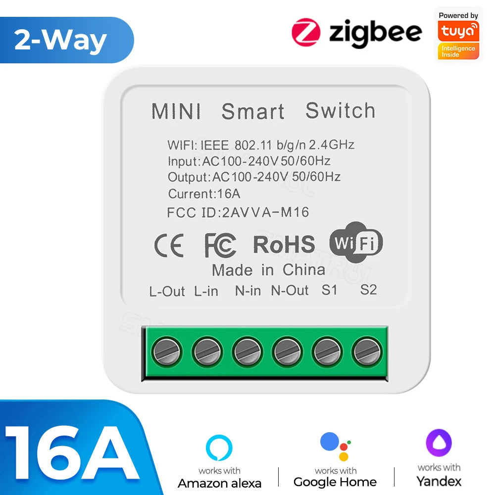 Tuya Zigbee WiFi Mini Smart Switch With Power Monitoring - Smarsty