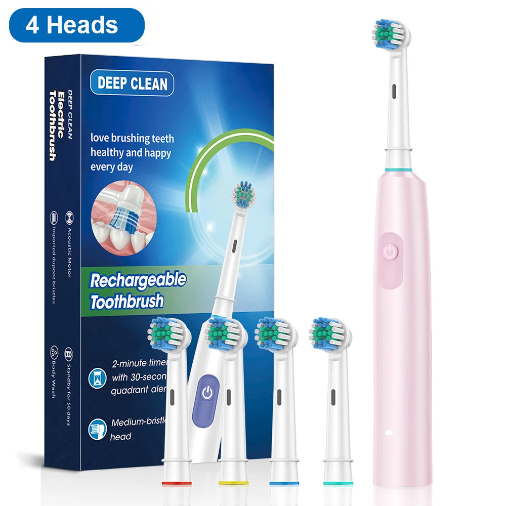 Rotary Electric Toothbrush with Soft Brush Heads - Smarsty
