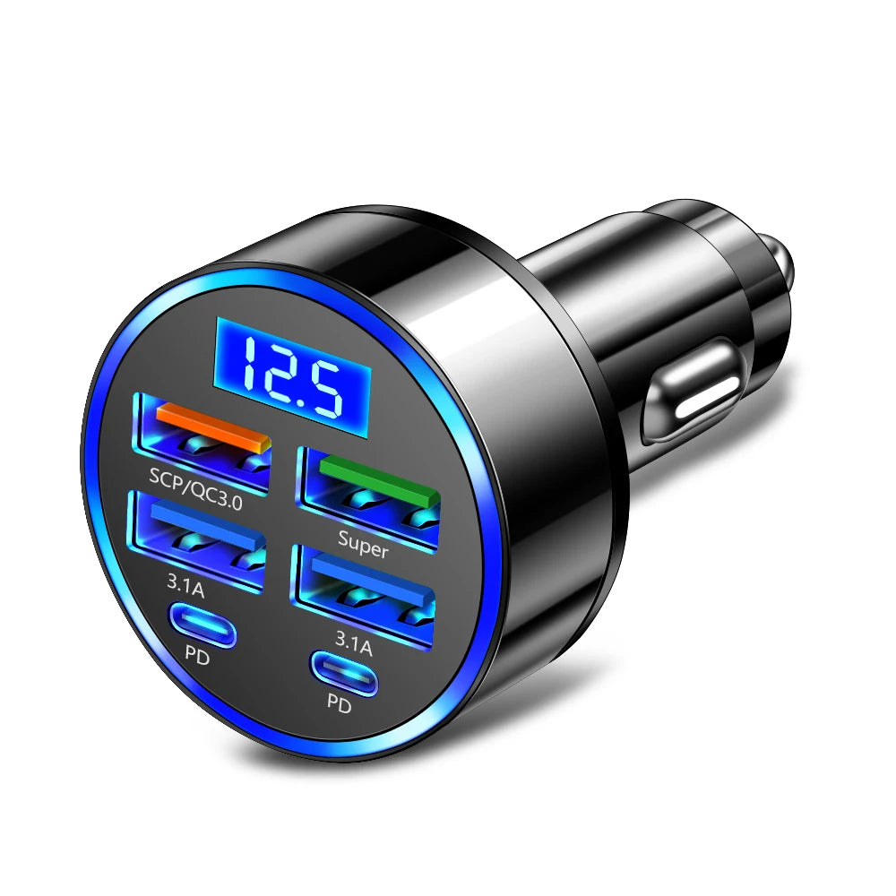 Ultra High Efficiency Car Charger With PD QC30 Six Ports - Smarsty
