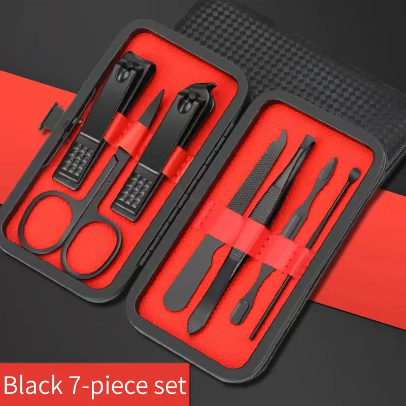 Convenient Black and Red Nail Clipper Set - Smarsty
