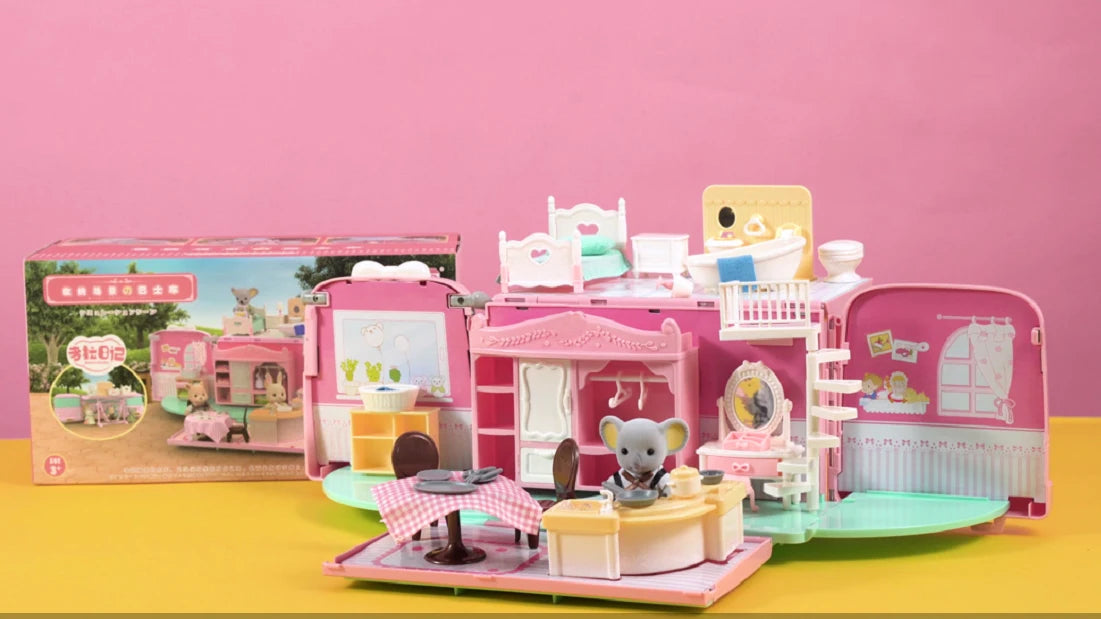 Dollhouse Koala Diary Girl Play House Toy Diy Tour Bus Bedroom Dresser Dining Kitchen Bathroom Shop Pretend Family Toys Girls by Smarsty