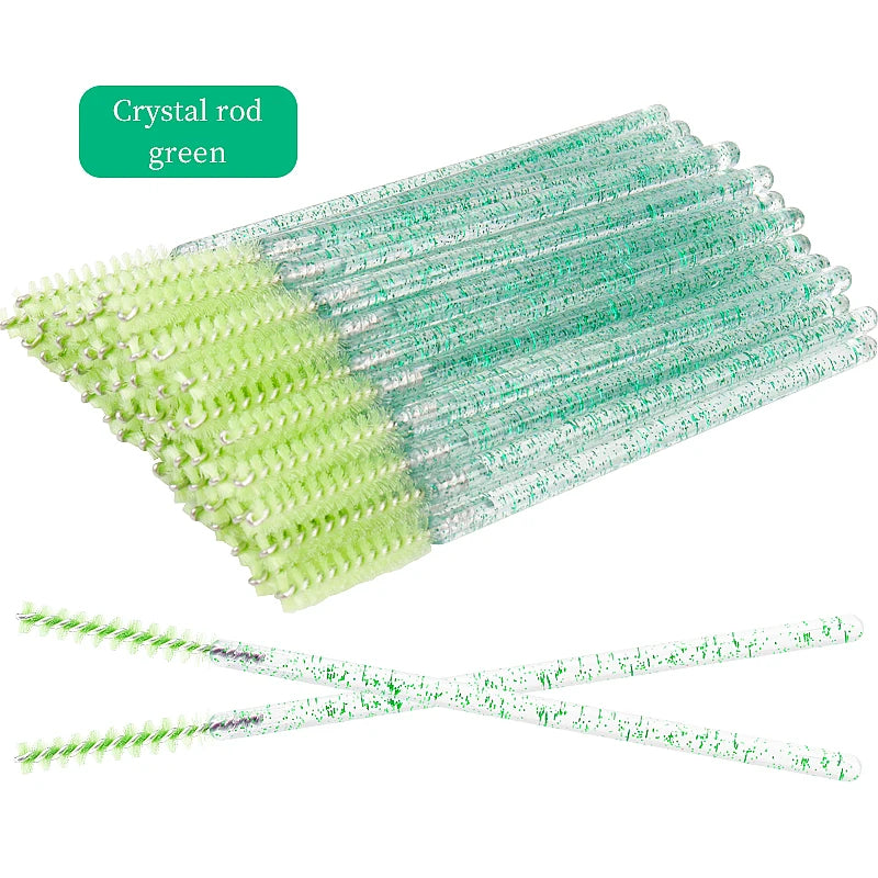 50 Pcs Disposable Eyelash Brushes with Diamond Handles - Smarsty