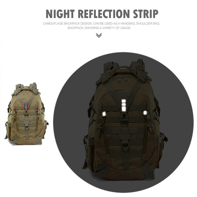 40L Tactical Backpack for Men Camping Hiking Backpacks Reflective Outdoor Travel Bags Survival Molle Climbing Rucksack Bag - Smarsty