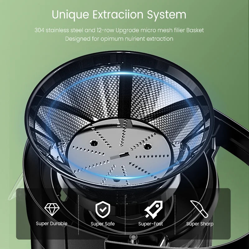 Sejoy Compact Fruits Juicer,Juice Extractor Machine Multiple Safety Features Operation Centrifugal Extractor Speed Adjustable