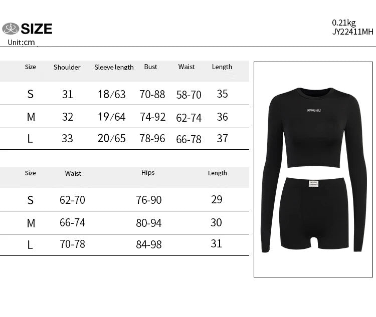 European and American Spring/Summer Round Neck Long Short sleeved 3/4 Shorts Two piece Women's Fashion Sports Versatile Set - Smarsty