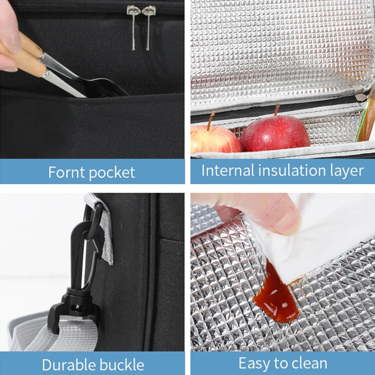 Insulated Lunch Bag Square Bento Bag with Aluminum Foil - Smarsty