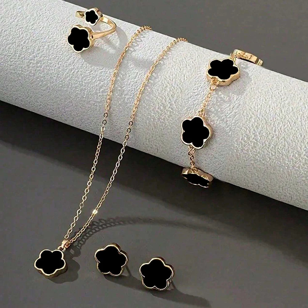 Lucky Five-Petal Flower Jewelry Set for Women - Smarsty