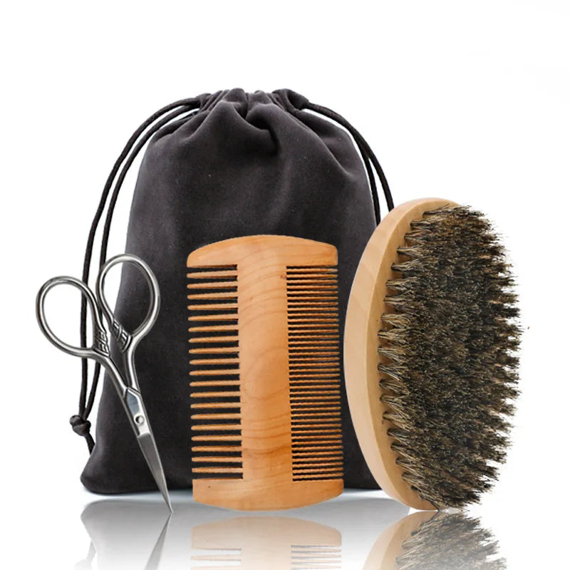 Men's Boar Bristle Shaving Brush Set for Precision Grooming - Smarsty