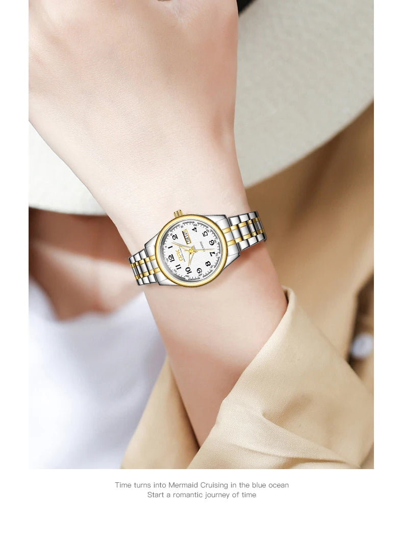 Luxury Waterproof Quartz Watch For Women Stainless Steel Strap - Smarsty