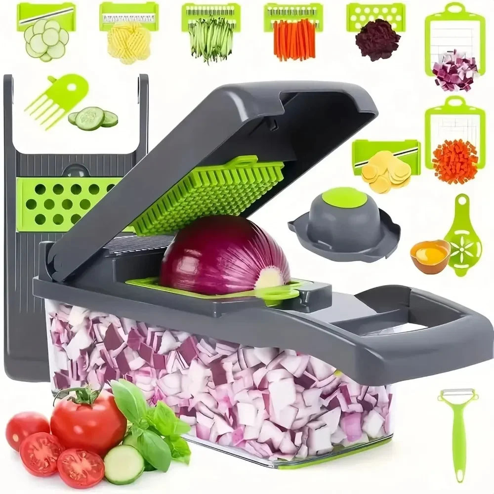 Multifunctional Vegetable Chopper Handle Food Grate Food Chopper Vegetable Slicer Dicer Cut 14/16 in 1 Kitchen Items Cocina by Smarsty